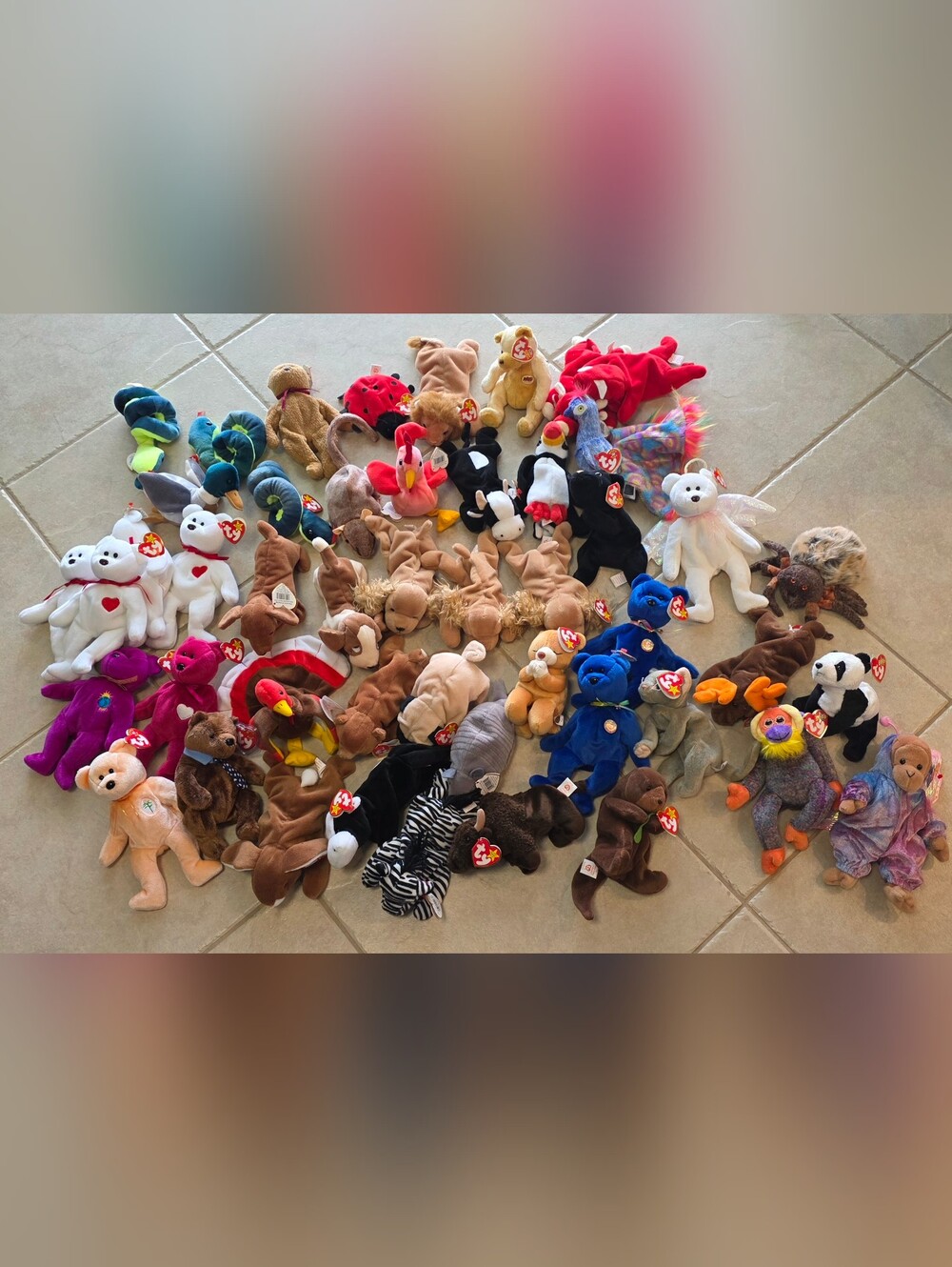 Ty Assorted Plush Beanie Baby Collection - 48 All Brand New With Tags Valentino